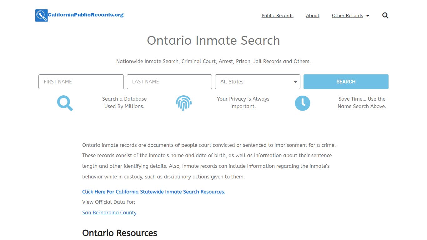 Ontario Inmate Search - Current & Past OPD CA Jail Records
